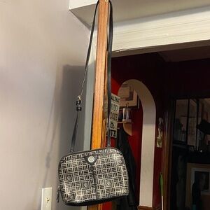 Anne Klein Black and White Patterned Crossbody Bag